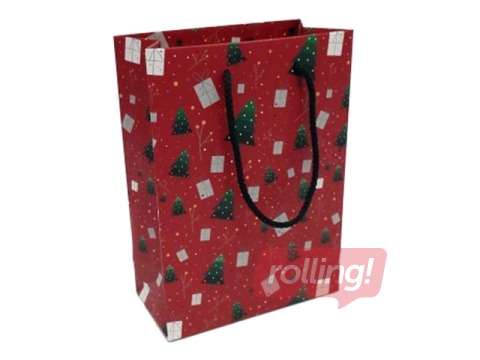 Papīra maisiņš ar rokturiem Zsv. 160x80x220mm, sarkans