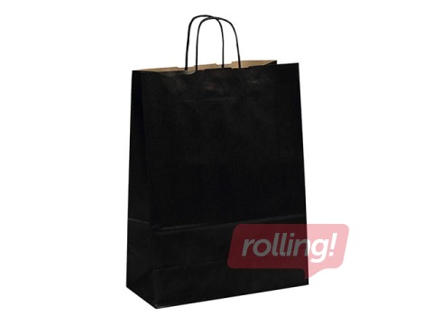 Dāvanu maisiņš papīra TOPTWIST 190x80x210mm, melns kraftpapīrs
