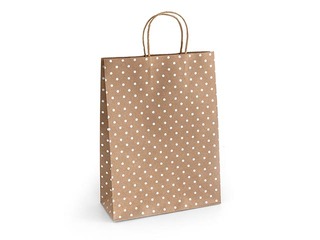 Papīra maisiņš ar rokturiem, 240x100x330mm, brūns ar sudraba punktiņiem, 5 gab.