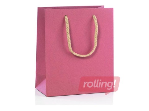Papīra maisiņš ar rokturiem, 270x120x370 mm, gaiši rozā