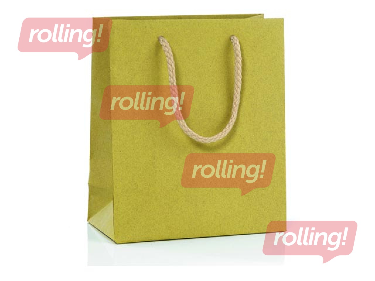 Papīra maisiņš ar rokturiem, 270x120x370 mm, sinepju