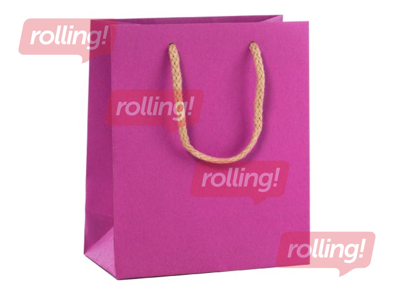Papīra maisiņš ar rokturiem, 220x100x290 mm, rozā
