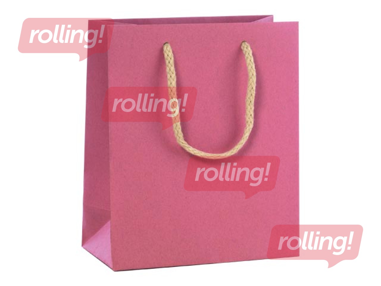 Papīra maisiņš ar rokturiem, 220x100x290 mm, gaiši rozā