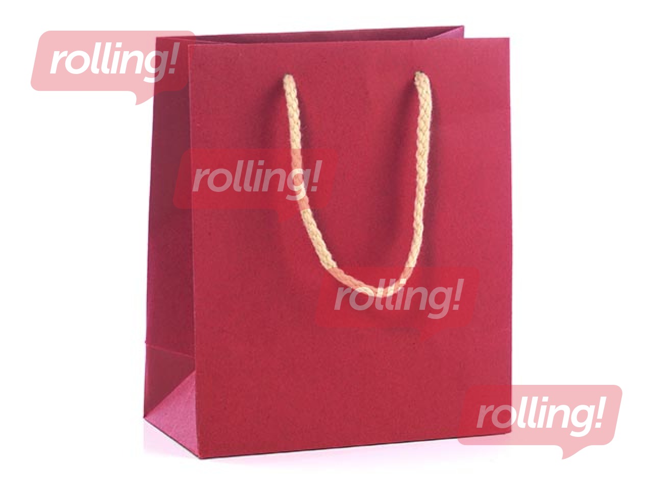 Papīra maisiņš ar rokturiem, 220x100x290 mm, sarkans