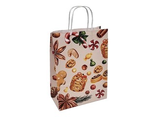 Ziemassvētku dāvanu maisiņš ar rokturiem, kraftpapīra, brūns, 220x100x310mm