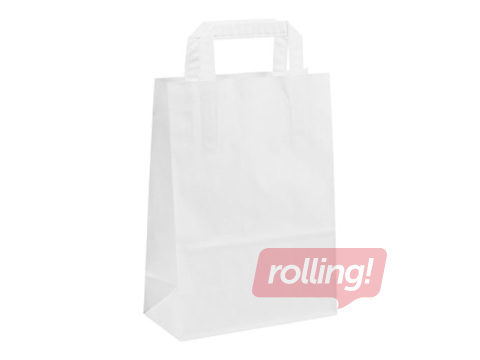 Papīra maisiņš ar rokturiem, balts, 200x100x280mm