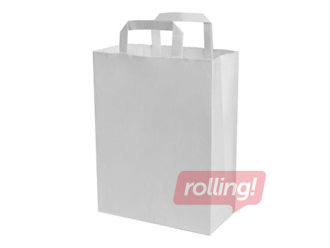 Papīra maisiņš ar rokturiem, balts, 180x80x220mm