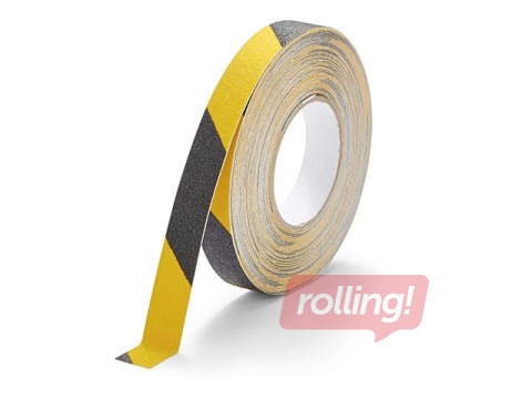 Grīdas marķēšanas līmlente Duraline®,  25 mm x 15m, melni dzeltena