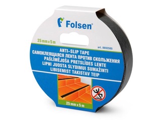 Grīdas marķēšanas līmlente Folsen, 25 mm x 5m, melna