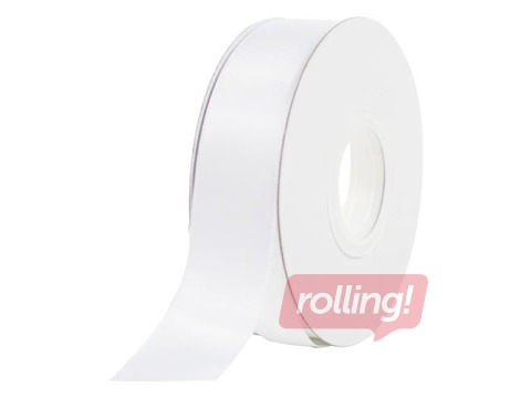 Dāvanu saiņošanas lente 25 mm/ 25 m, White, auduma
