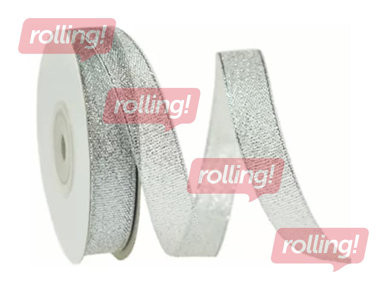 Dekoratīva lente 12 mm/ 18 m, brokāta, sudraba