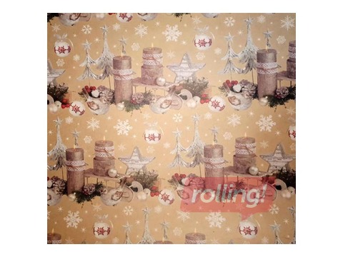 Ietinamais dāvanu KRAFT papīrs ar Ziemassvētku zīmējumu, 5 loksnes, 70x100cm