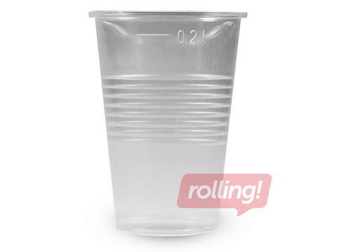 Glāzes plastmasas, caurspīdīgas, 200ml, 15 gab.