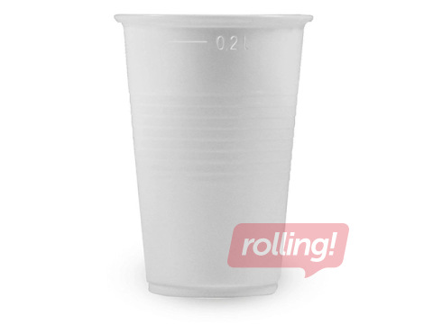 Glāzes plastmasas, baltas, 200ml, 15 gab.