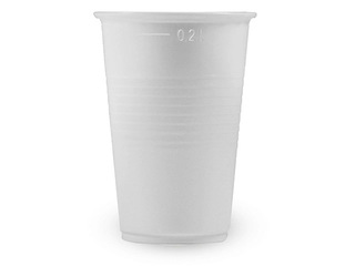 Glāzes plastmasas, baltas, 200ml, 15 gab.