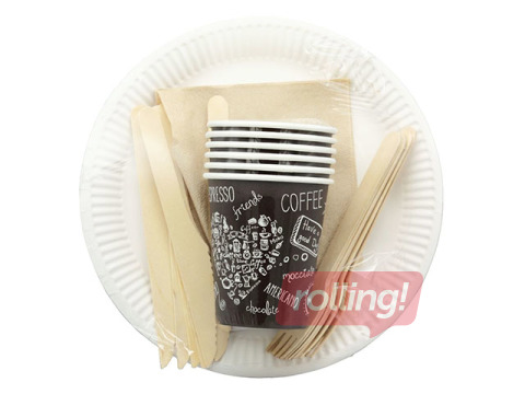 Vienreizlietojamo trauku komplekts 6 personām, Eko