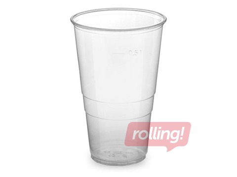 Glāzes plastmasas, caurspīdīgas, 500ml, 50 gab.