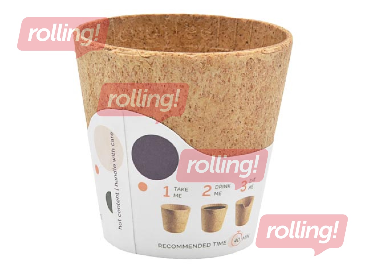 Ēdama kafijas krūze, brūnas, ø75mm, 220ml, 12 gab.