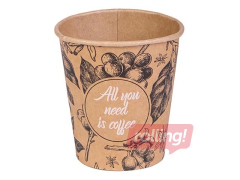 Glāzes papīra All You Need, brūnas, ø80mm, 250ml, 100 gab.