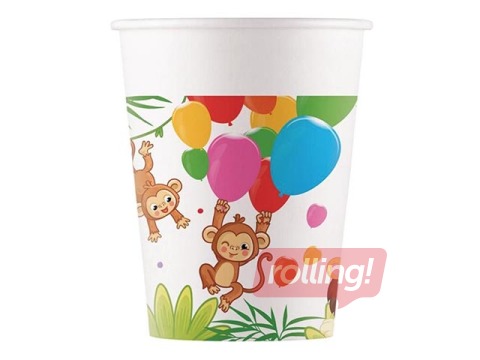 Glāzes papīra Džungļi, ø80mm, 200ml, 8 gab.