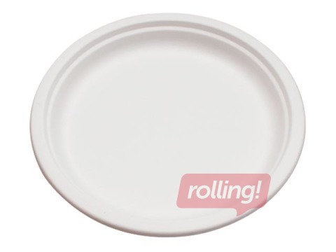 Cukuršķiedras šķīvji, 15 cm, 50 gab., balti