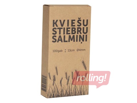 Kokteiļu salmiņi, kviešu stiebru, 13cm ø 4mm, 100gab. 