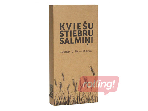 Kokteiļu salmiņi, kviešu stiebru, 20cm ø 4mm, 100gab. 
