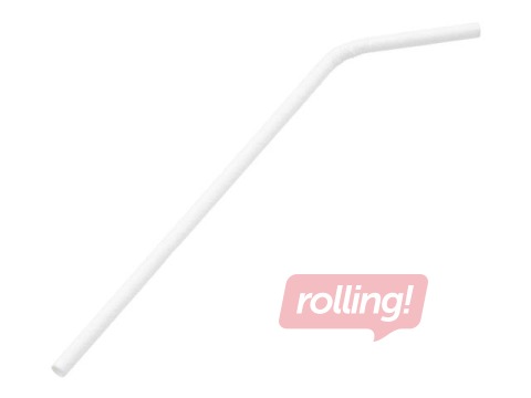 Kokteiļu salmiņi, papīra, 22cm ø6 mm, 200 gab., balti