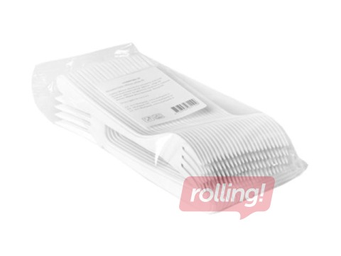 Dakšas plastmasas, atkārtoti lietojamas, baltas, 50 gab.