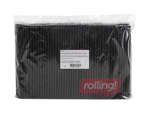 Kokteiļu salmiņi, PP, 22 cm ø7 mm, 500 gab., melni