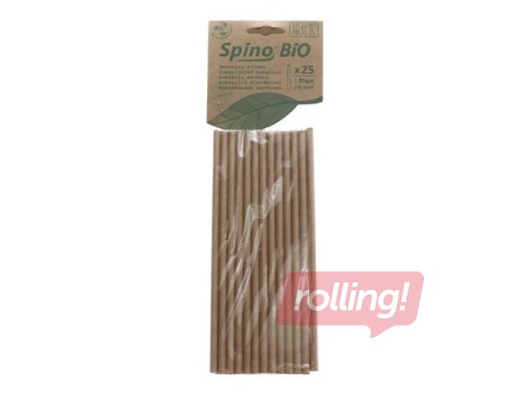 Kokteiļu salmiņi SPINO, papīra, 20,5 cm ø8 mm, 25 gab., brūni