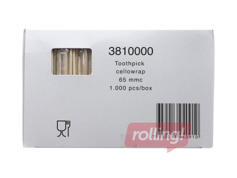 Zobu bakstāmie kociņi, individuālā plēves iepakojumā, 6.5cm, 1000 gab.