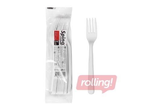 Plastmasas dakšas, atkārtoti lietojamas, baltas, 18cm, 12 gab.