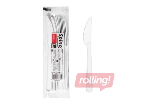 Plastmasas naži, atkārtoti lietojami, balti, 18cm, 12 gab.