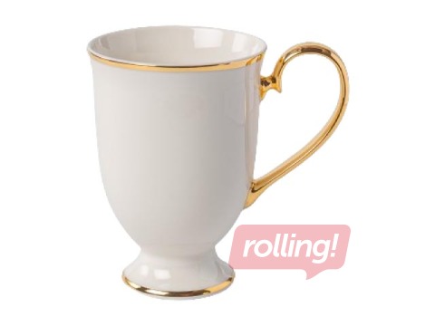 Porcelāna krūze uz kājas, PRIMA GOLD, balta ar zelta maliņu, 280ml