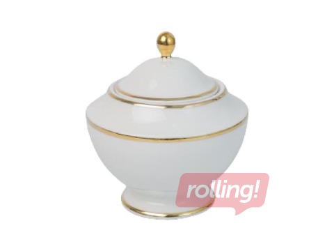 Porcelāna cukurtrauks, PRIMA GOLD, balta ar zelta maliņu, 250ml