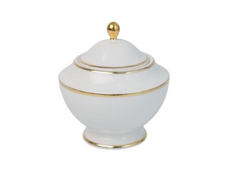 Porcelāna cukurtrauks, PRIMA GOLD, balta ar zelta maliņu, 250ml