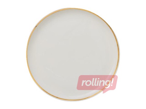 Porcelāna šķīvis, PRIMA GOLD, balta ar zelta maliņu, 21cm