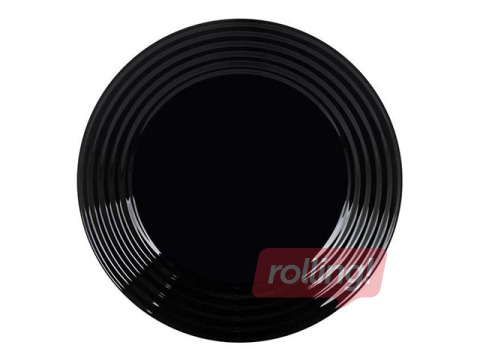 Šķīvis pusdienu Harena, stikla, 25cm, melns