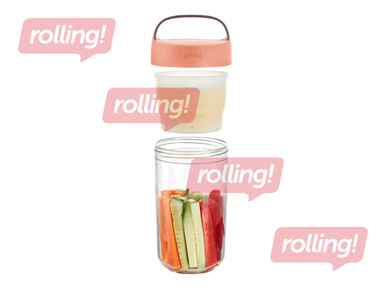 Ēdiena trauks Lekue, To Go, koraļļu krāsa, 600ml