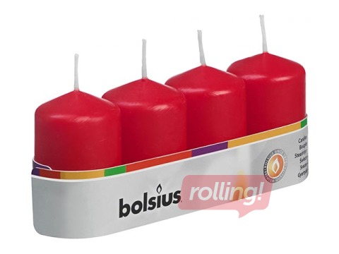 Sveces cilindra ø4 h-6cm, sarkanas, 4 gab.