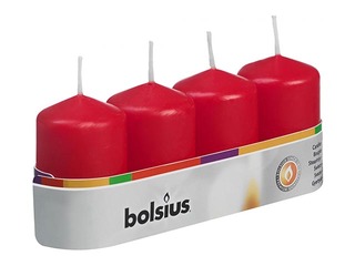 Sveces cilindra ø4 h-6cm, sarkanas, 4 gab.