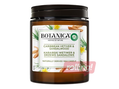 Aromātiskā svece Botanica Caribbean Vetiver & Sandalwood, 205g