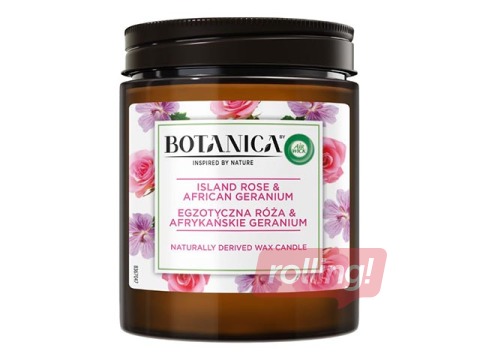 Aromātiskā svece Botanica Island Rose & African Geranium, 205g