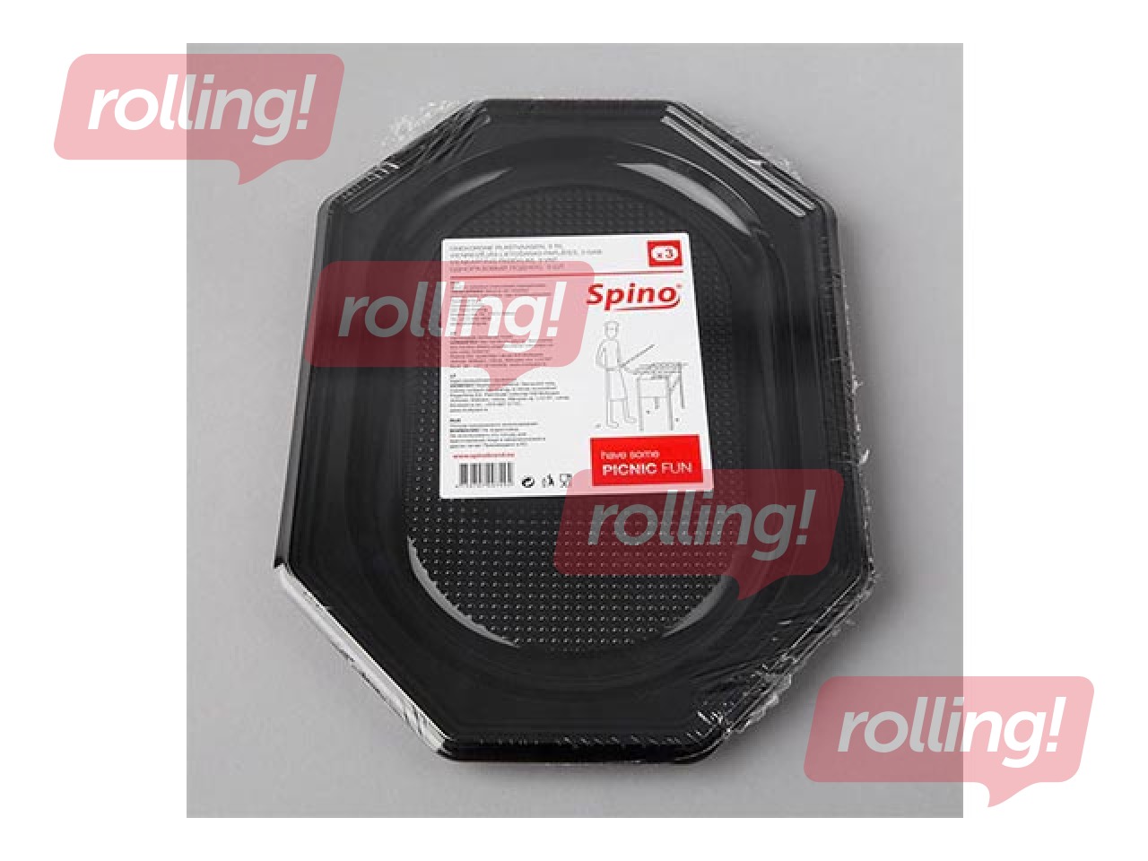 Paplātes SPINO, 35x25 cm, plastmasas, melnas, 3 gab.