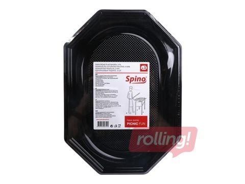 Paplātes SPINO, 35x25 cm, plastmasas, melnas, 3 gab.