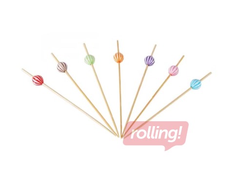 Iesmiņi ar svītrainu koka bumbiņu, 12 cm, 60 gab.