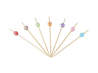 Iesmiņi ar svītrainu koka bumbiņu, 12 cm, 60 gab.