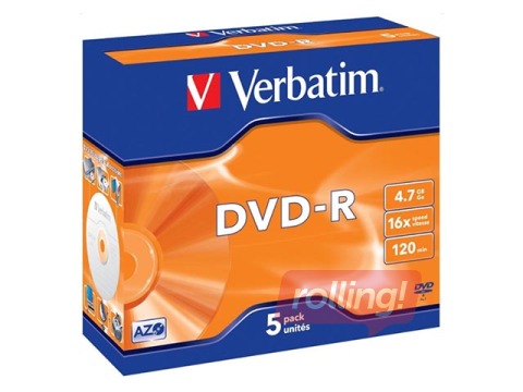 Matricas DVD-R AZO Verbatim 4.7GB 16x 5 Pack Jewel