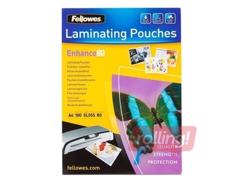Laminēšanas plēves Fellowes A4 80mic 100gab/iepak